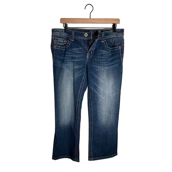Miss Me Other - MISS ME Y2K Indie sleeze embellished white stitch denim capris 31